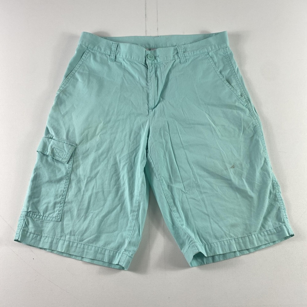 Columbia Shorts Mens 32 Aqua Blue Cargo Outdoor Hiking Utility 12 Inch Inseam